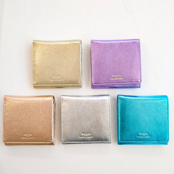 【ヤギ革】メタリックカラー２つ折り財布<5色展開>　本革　ヤギ革　　革財布　折り畳み財布　カラフル　M1018M 10枚目の画像