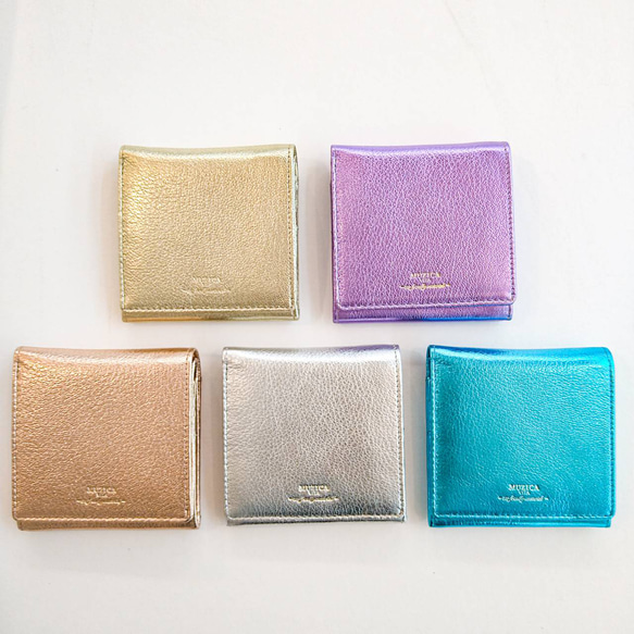 【ヤギ革】メタリックカラー２つ折り財布<5色展開>　本革　ヤギ革　　革財布　折り畳み財布　カラフル　M1018M 10枚目の画像