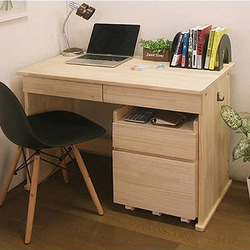 天然木パイン材　学習机 学習机 天然木パイン材デスク「エル」2点セット 勉強机 机・デスク