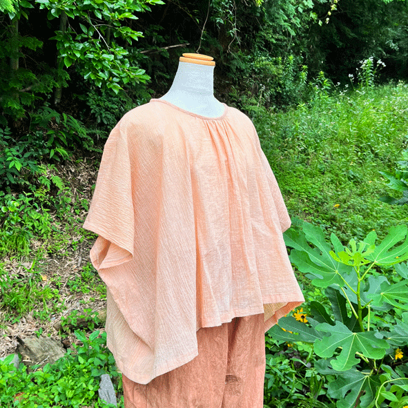 柿渋染めギャザープルオーバー25030