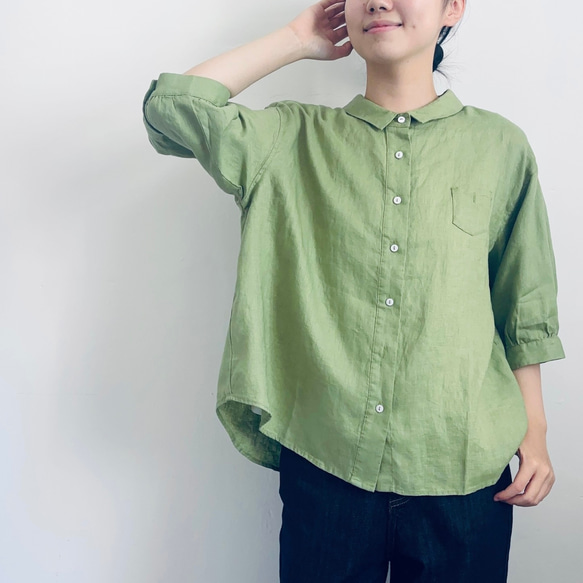 【リネン100%シャツ★７分袖】５カラー展│天然素材│涼しい│無地│通勤│カジュアル│T-201XQN 7枚目の画像