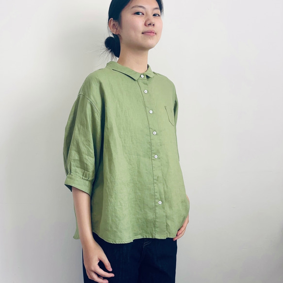 【リネン100%シャツ★７分袖】５カラー展│天然素材│涼しい│無地│通勤│カジュアル│T-201XQN 8枚目の画像