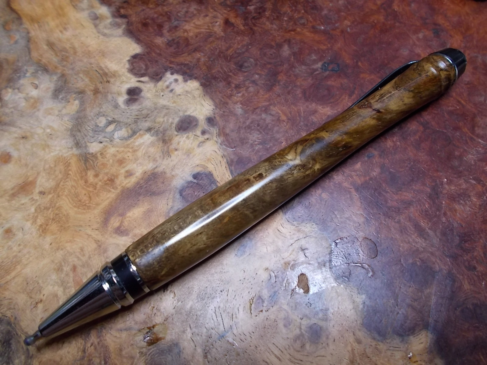 マンゴーの芯材　バティック杢　ワンピースシガーボールペン！　手作り品　プレゼントに!