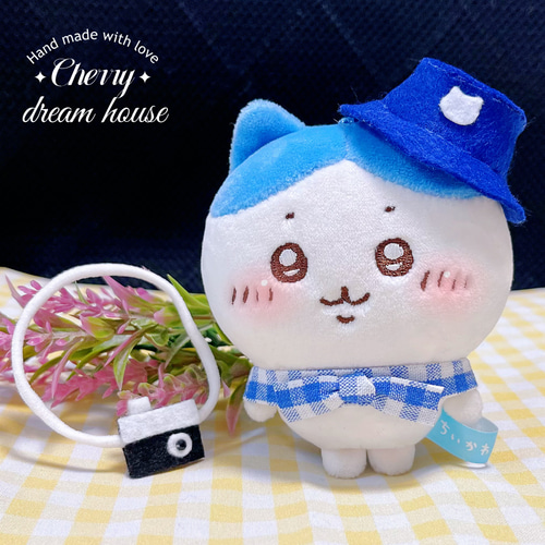 ハチワレさま　10センチサイズのぬいぐるみ服 ぬい服 10cm ちいかわ ハチワレ ピクニック衣装 可愛い ぬいぐるみ