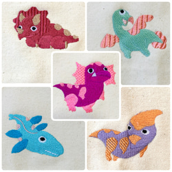 Sサイズ　おとぼけだいなそー　nubiが選べる お着替え巾着　ヌビポーチ　お着替え　おむつポーチ　恐竜刺繍　オリジナル 4枚目の画像