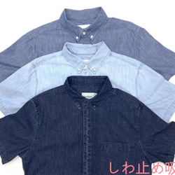レトロ半袖シャツ男綿水洗シャツゆったり大きめサイズ日系夏デニムトップス 6枚目の画像