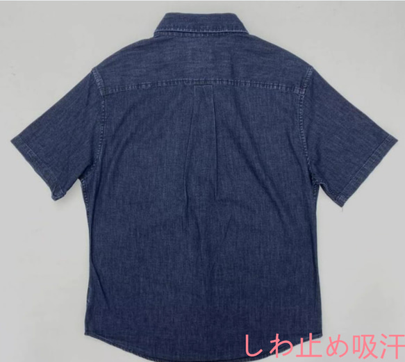 レトロ半袖シャツ男綿水洗シャツゆったり大きめサイズ日系夏デニムトップス 4枚目の画像