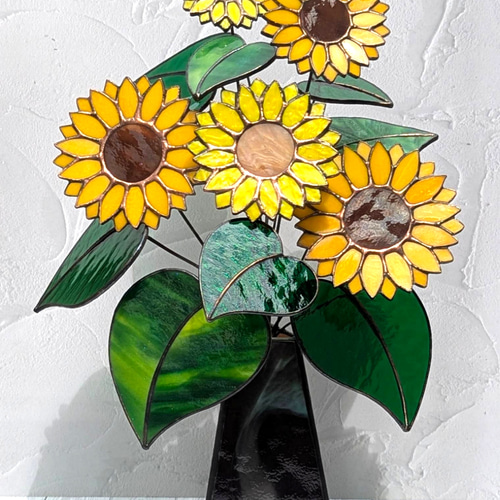 ステンドグラス風 ひまわり ヘアゴム ひまわり ステンドグラス風 ヘアゴム