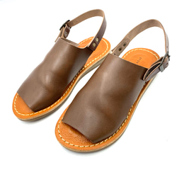 【grow naturally】ハンドメイド栃木レザーサンダル　スーパーブラウン 3枚目の画像