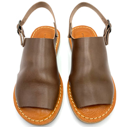 【grow naturally】ハンドメイド栃木レザーサンダル　スーパーブラウン 2枚目の画像