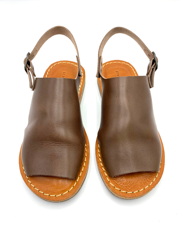 【grow naturally】ハンドメイド栃木レザーサンダル　スーパーブラウン 2枚目の画像