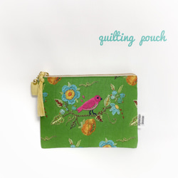 Moda Vintage Soul ＊ 鳥 ポーチ 14 cm キルティングフラットポーチ 花
