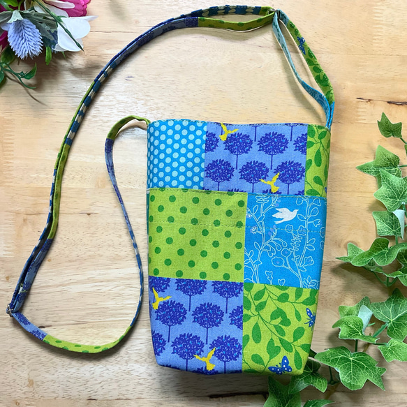 お散歩ポシェット】カラフルパッチワーク風グラニーバッグ マルチ  