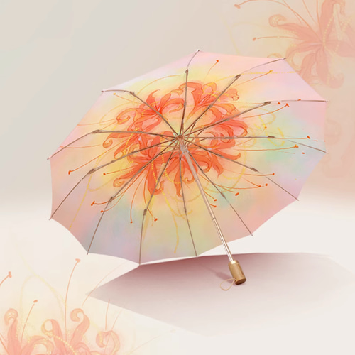 音の絵〜雨の花 日傘【ハンドメイド】 ☀晴雨兼用三つ折り☂軽量傘 ☂日傘 雨傘☂花柄 傘・日傘 LADYRUBAN
