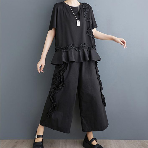 大きいサイズ レディース 春 夏 セットアップトップスパンツ新品