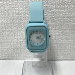 目新しい角型ラバーベルトの見やすい時計 CML-2364（ターコイズ