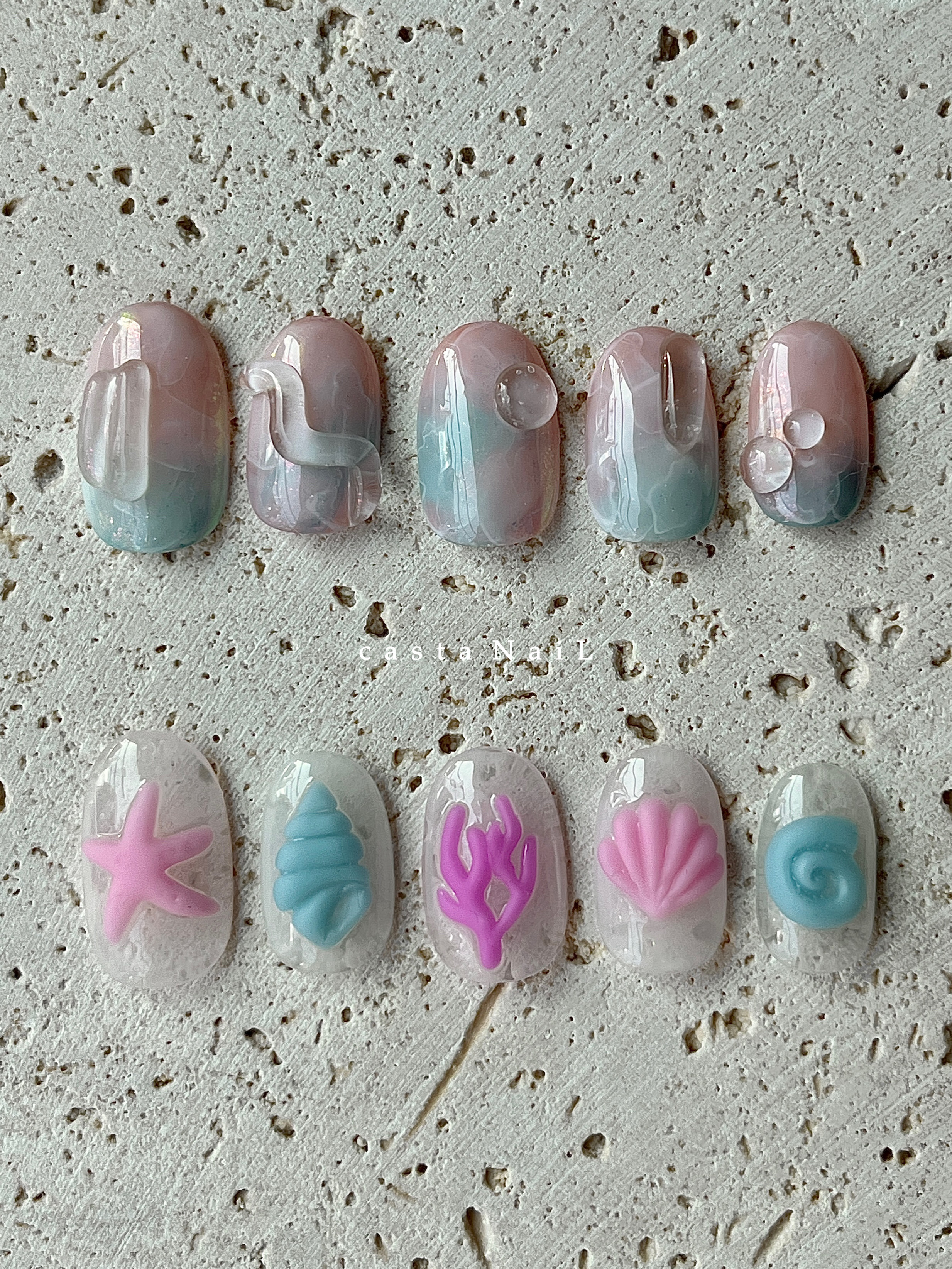 海　モチーフ　デザインネイルチップ