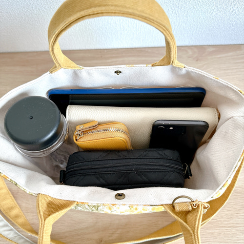 前後2wayミナペルホネン/タンバリンと倉敷帆布のオーバルトートバッグ