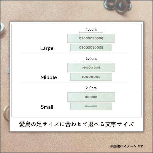 フクロウ用アンクレット　お名前等刻印できます　グレーホワイト 3枚目の画像