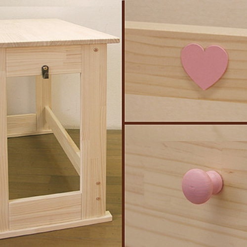 学習机 ハンドメイド「ハート」パイン材3点セット 勉強机 机・デスク