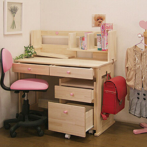 学習机 ハンドメイド「ハート」パイン材3点セット 勉強机 机・デスク