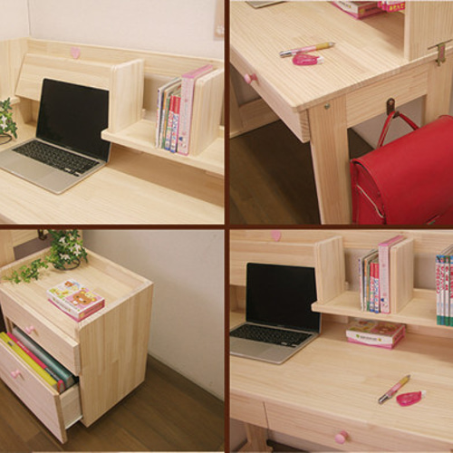 学習机 ハンドメイド「ハート」パイン材3点セット 勉強机 机・デスク