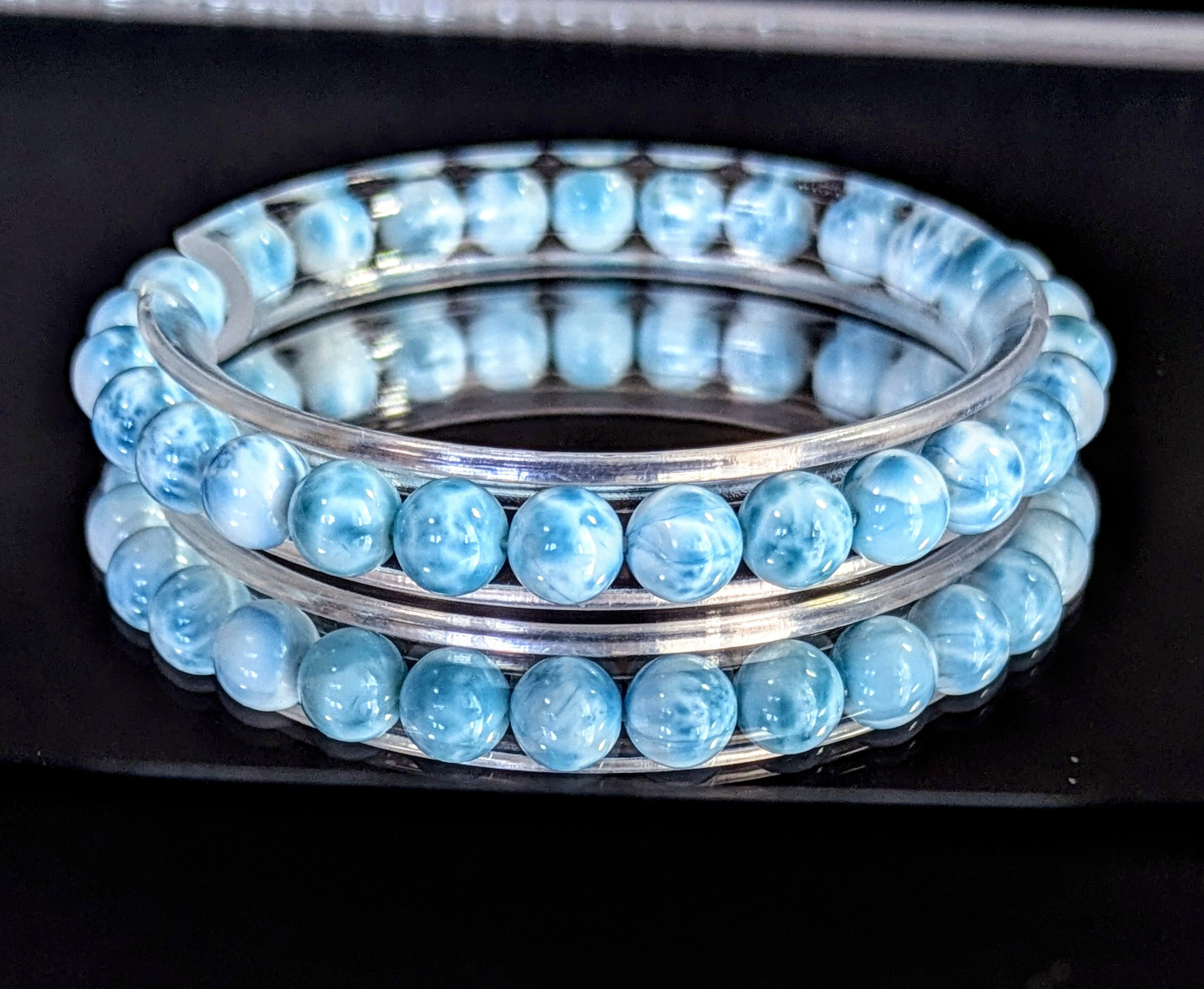 最も優遇 ✿天然美品【厳選SA】極上ラリマー〘カリブ海の宝石〙6.5mm アクセサリー