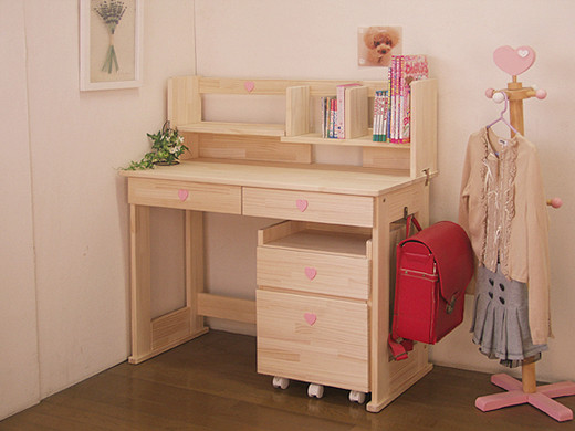 学習机 ハンドメイド「フルハート」パイン材3点セット 勉強机