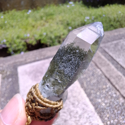 ヒマラヤ水晶 ガネッシュヒマール ＊ マクラメペンダント ネックレス ① ガネッシュヒマール産】ヒマラヤ水晶の天然石マクラメペンダント[PEN