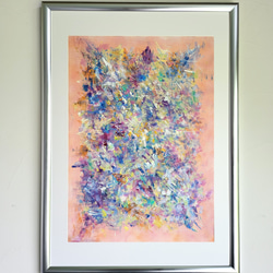 送料無料 店舗 香水 / モダンアート 原画1点のみ 額縁セット B2 77×56㎝ 抽象画 絵画+タペストリー