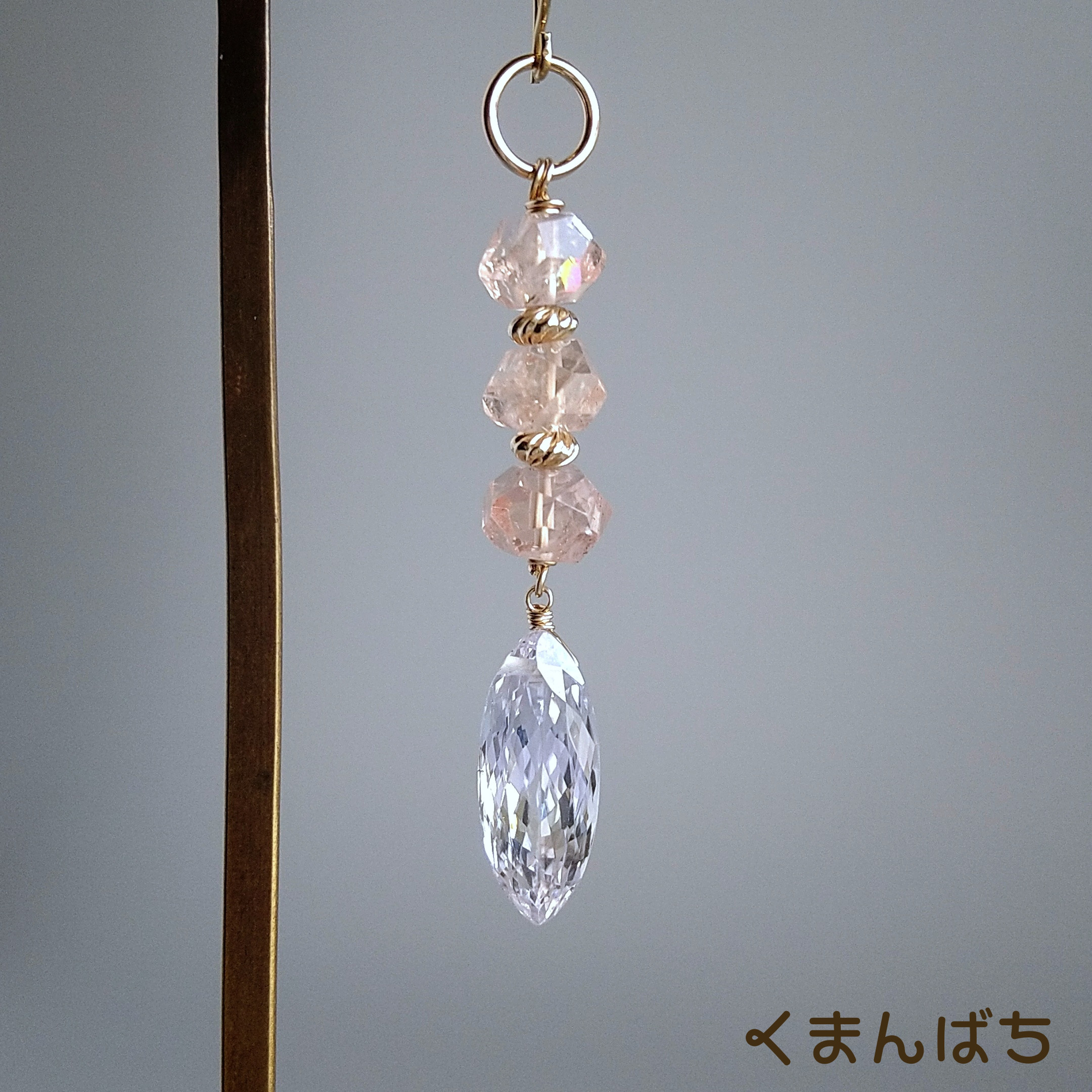 《14kgfペンダントトップ》超大粒！ルースランク♡カッター泣かせの石クンツァイト×極上モルガナイト♡1447