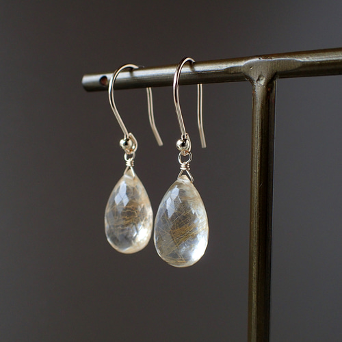 14kgf＊ゴールデンルチルクォーツ ピアス ピアス（フック