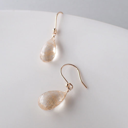 14kgf＊ゴールデンルチルクォーツ ピアス ピアス（フック