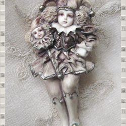 彩色半立体絵画 ブローチ仕様 ダンシング ピエロ クラウン 道化 耽美