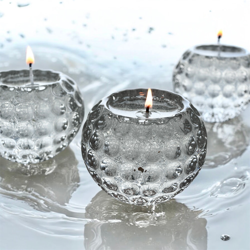 球体ガラスの水ジェルキャンドル 無香料 透明 ボール クリア ギフト 父