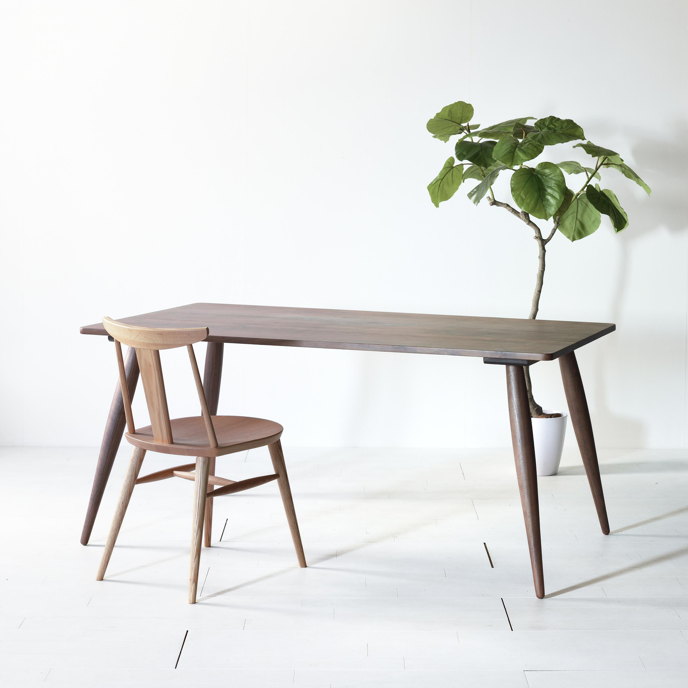 【60年代テイストのダイニングテーブル】 ナインダイニングテーブル 150 ウォールナット 無垢材 アールテック