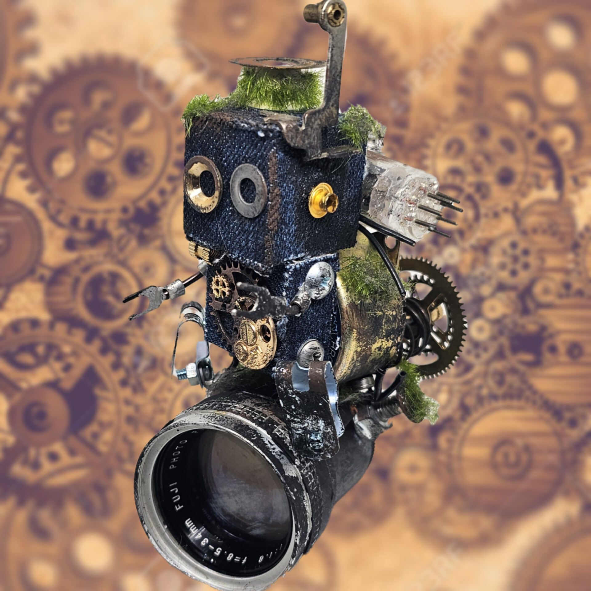 i 時計デニムロボット スチームパンク l つぎはぎデニムロボット スチームパンク その他置物 デニロボ