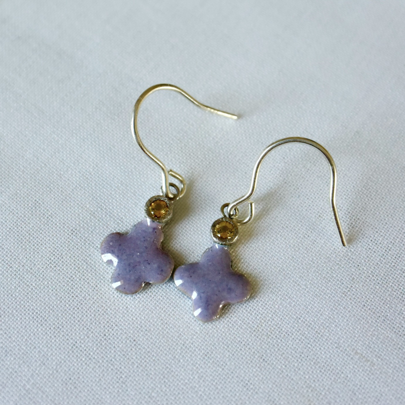 七宝焼きピアス　ライラック　シトリン