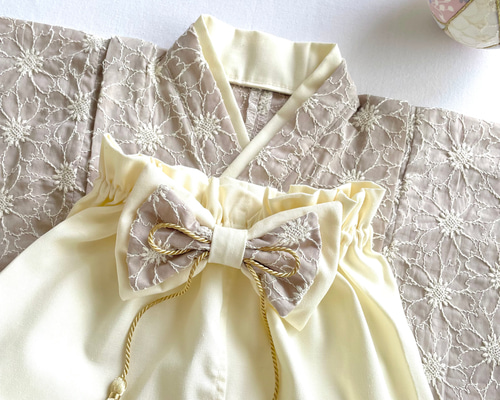 100日祝い・お食い初めに】洗えるベビー袴｜女の子・男の子／ベージュ