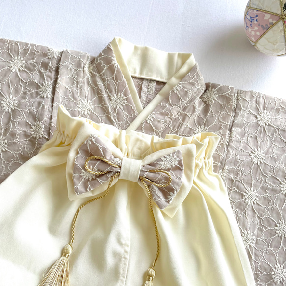 100日祝い・お食い初めに】洗えるベビー袴｜女の子・男の子／ベージュ