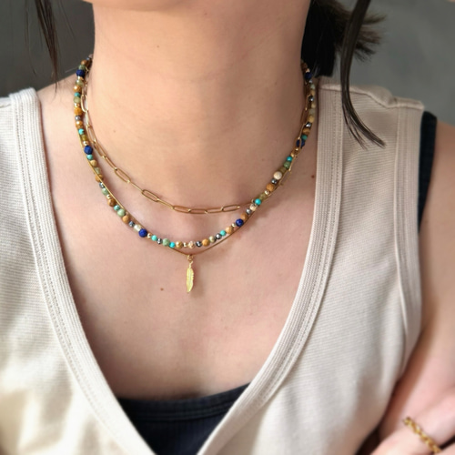 ラピスラズリ エスニックネックレス ∕ レイヤード 重ねづけ