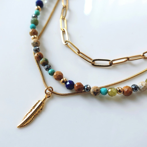 ラピスラズリ エスニックネックレス ∕ レイヤード 重ねづけ