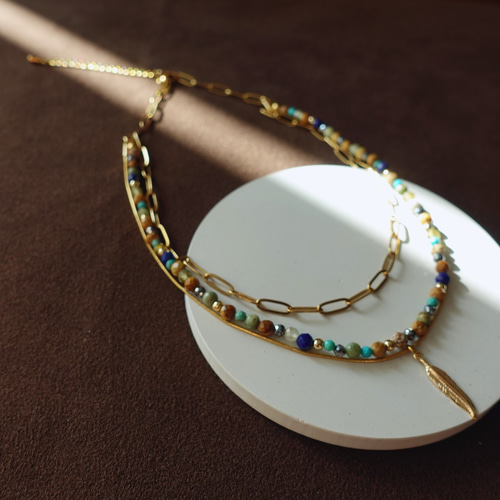 ラピスラズリ エスニックネックレス ∕ レイヤード 重ねづけ