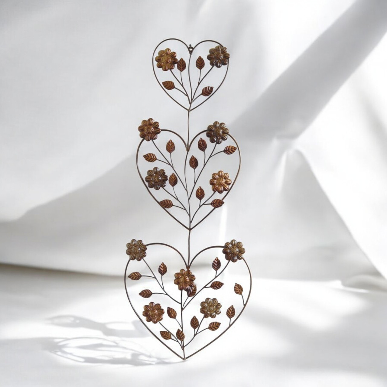 ナチュラルカントリー 壁飾り ハート＆フラワー ウォールデコ 花 Heart Flower