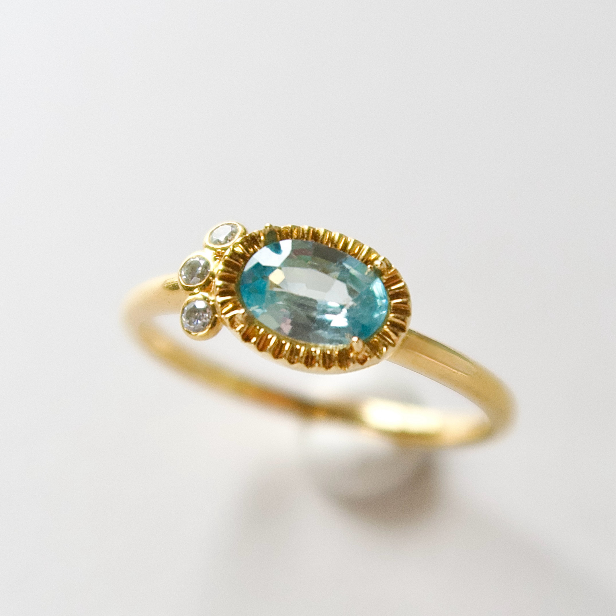 《ブルージルコン｜Blue Zircon》Silver925・K10ゴールド／天然石リング・受注制作｜ANUENUE