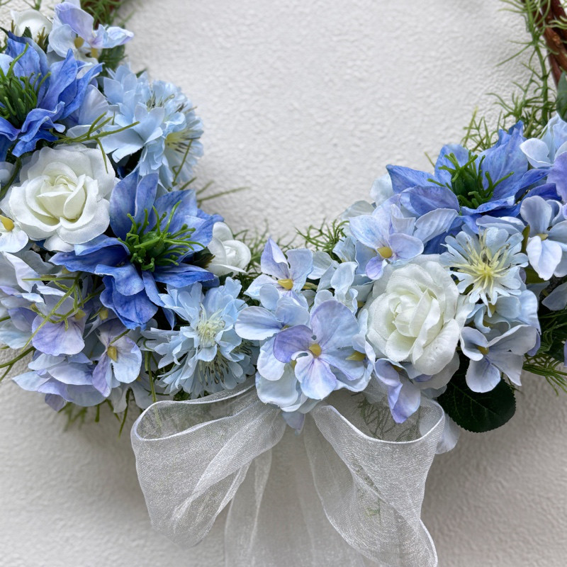 晴れやかな空色♡ブルーリースアレンジ〜アーティフィシャルフラワー〜
