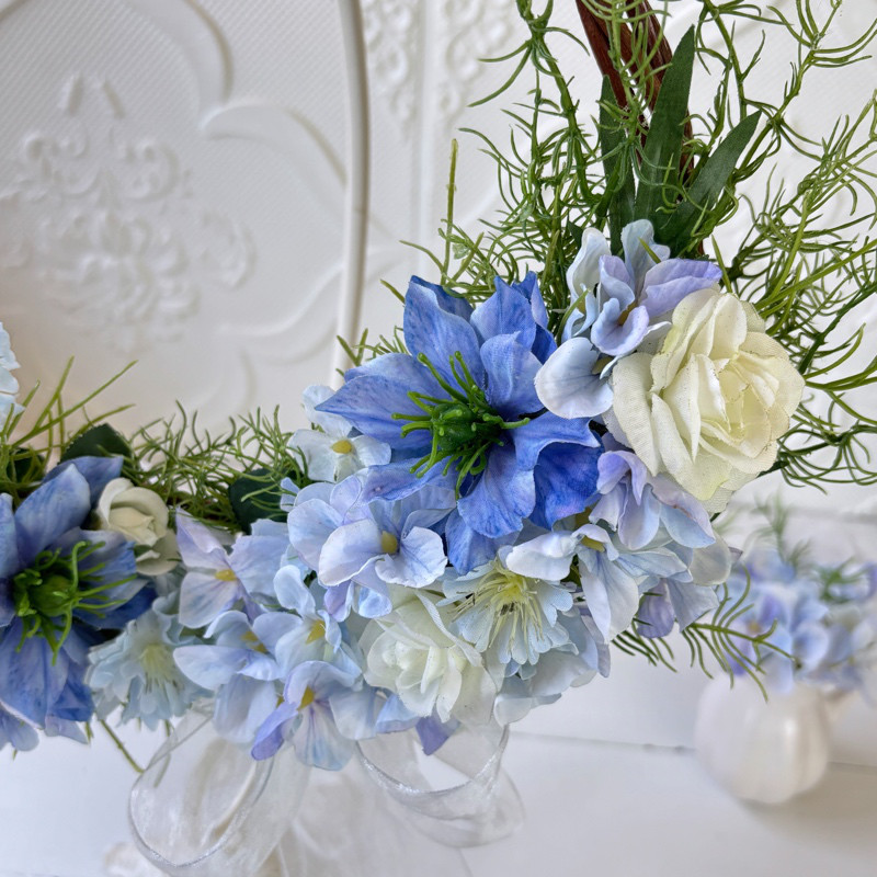 晴れやかな空色♡ブルーリースアレンジ〜アーティフィシャルフラワー〜