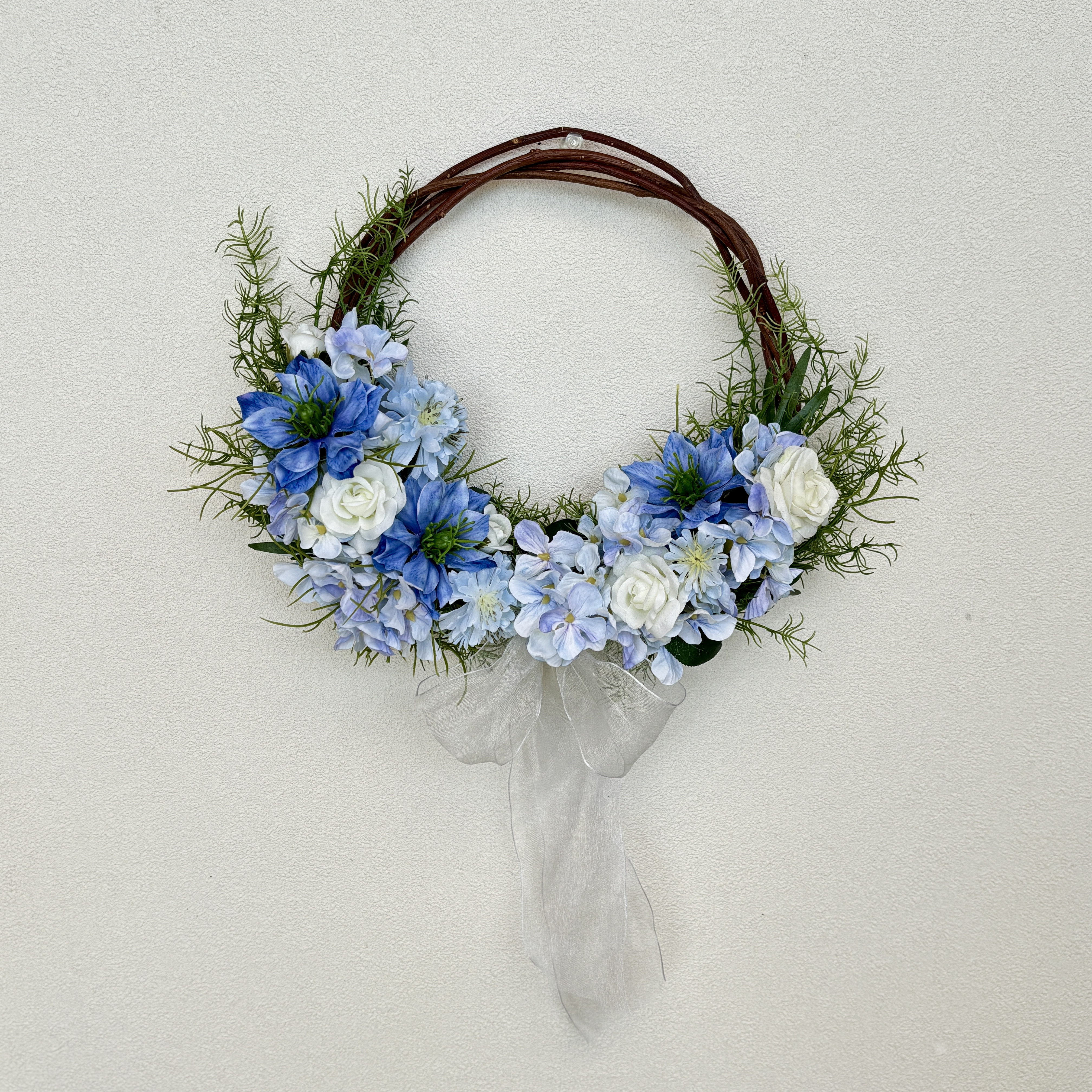 晴れやかな空色♡ブルーリースアレンジ〜アーティフィシャルフラワー〜