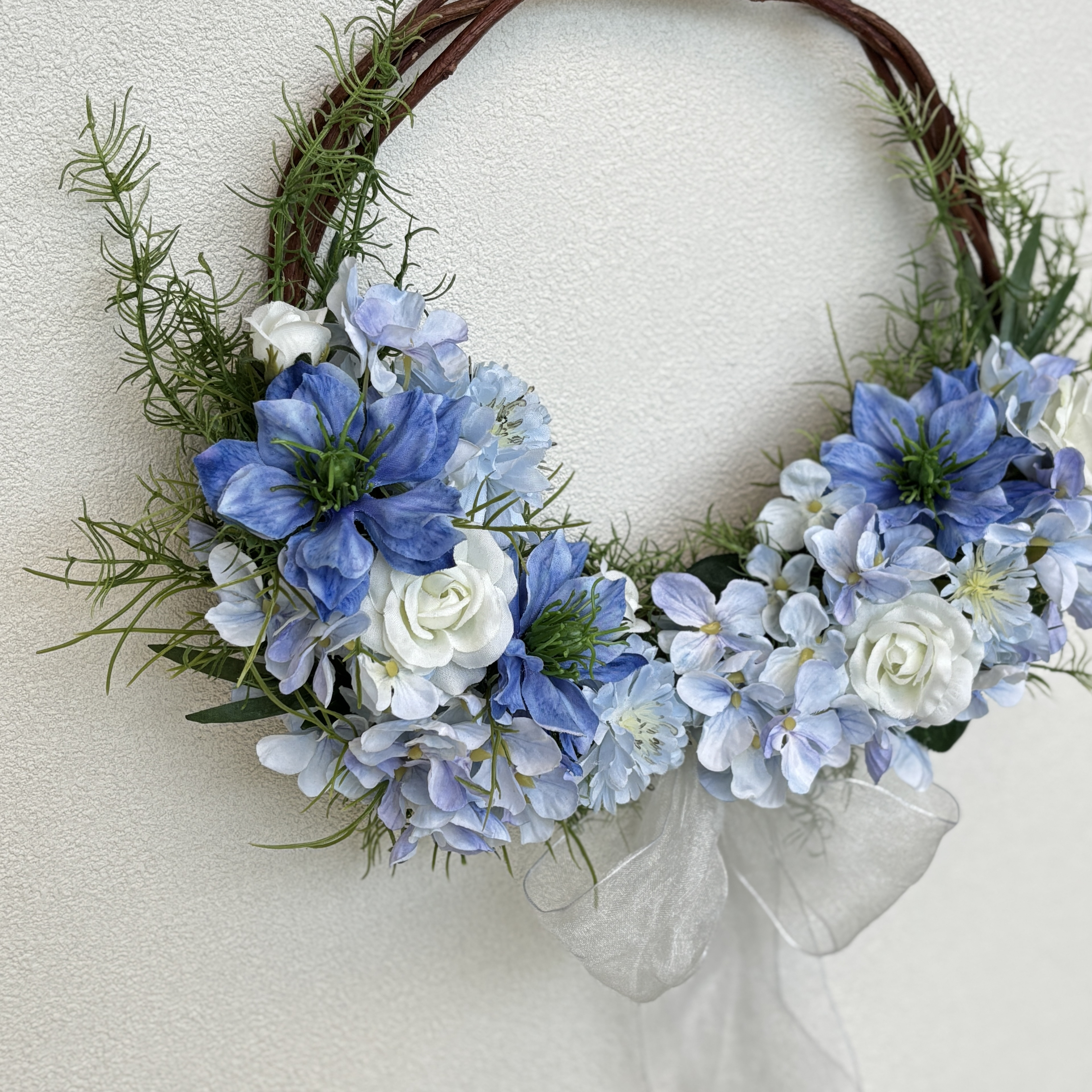 晴れやかな空色♡ブルーリースアレンジ〜アーティフィシャルフラワー〜
