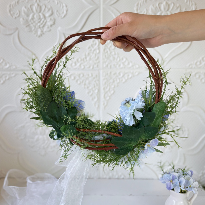 晴れやかな空色♡ブルーリースアレンジ〜アーティフィシャルフラワー〜